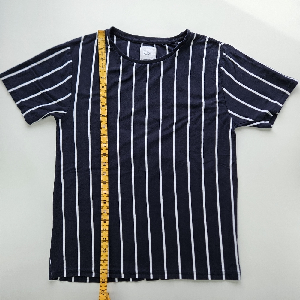 100 Cotton Women's Navy White Stripe Short Sleeve Tee Medium - Picture 9 of 9